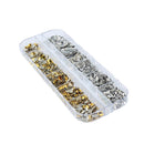 3D Nail Art Rivet Studs Star Heart Bead Square Mixed Size Tips Set, Gold and Silvery Glitter Nail Decor Manicure Tools
