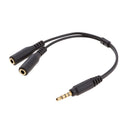 Audio Stereo Y Splitter Extension Cable 2.5mm Male to 2 Port 3.5mm Female for Earphone, Headset Splitter Adapter, Metal Black