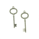 20 Pieces Wholesale Tibetan Silver Twisted Wire Pattern Key DIY Charms Pendant Jewelry Crafts Unisex Ornaments