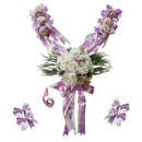 Pack of 12/Set Wedding Car Decorations Kit Set Artificial Silk Flower Ribbon Bows