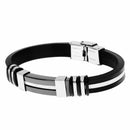 Cool Silica Gel Steel Clasp Bracelet Mens Bangle Wristband Jewelry Gift