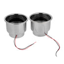 2Pcs 8 LED Recessed Stainless Steel Cup Drink Holder Cup for Car Marine Boat