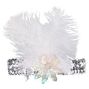 Indian Style White Feather Sequins Fascinator 1920s Flapper Headpiece Wedding Bridal Headband Great Gatsby Costume Accessory