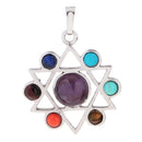 Star of David 7 Color Hollow Hexagram Spritual Necklace Pendant Reiki Gemstone Pendant