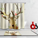 Home Bathroom Bedroom Door Window Use Extra Long Fabric Bath Shower Deer Print Pattern Curtain With 12 Hooks