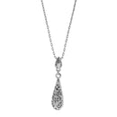 Elegant Water Drop Pendants Crystal Long Chain Pendants for Women Lady Antique Silver