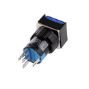 Reset Push Button On Off Engine Switch DC 24V 19x19mm for Relay Blue