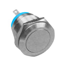 19mm Flat Waterproof Momentary Type Stainless Steel Metal Push Button Switch 250V 3A 1NO SPST