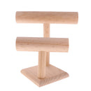 2-Tier Wooden T-bar Jewelry Bracelet Watch Bangle Necklace Display Holder Stand Organizer Decoupage