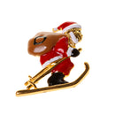Gold Plated Alloy Red Enamel Santa Claus Brooch Pin Christmas Gift Jewelry