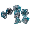 7 pieces Two Colors Polyhedral Dice 16mm for Dungeons and Dragons Table Games Green Silver