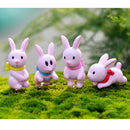 Hand Painted Micro Landscape Mini Resin Bonsai DIY Flower Pot Decor Pink Rabbit Statue Home Garden Decor Ornaments Pack of 4PCS