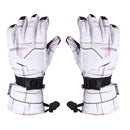 Women Waterproof Windproof Ski Snow Sports Gloves with Double Lock Design White Plaid