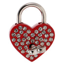 Bling Diamante Love Heart Lock Travel Luggage Small Padlock Key Suitcase Red