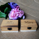 Pack of 2 Rustic His Hers Wooden Ring Box Wedding Ceremony Party Ring Holder Box