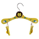 Kids Children Coat Clothes Skirt Shirt Hanging Wooden Cartoon Creative Hanger With 2 Clip Yellow
