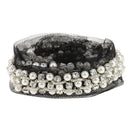 85cm Pearl Beaded Sewing Trimming Mesh Ribbon Dress Decor Craft Black 4cm