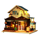 DIY Handcraft Miniature Project Kit Wooden Dolls House Furniture Accessories Kit with LED Lights + Music Box - Carving Time Themed