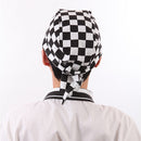 Men Women Catering Chef Cook Bakers Charms Restaurant Cafe Use Black and White Check Pattern Charms Headwrap Bandana Hat Head Do Tied Cap