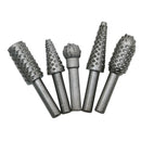 5 PCS Steel 1/4'' Shank Woodworking Router Drill Bits Rotary Files Plastic Wood Grinding Cutter