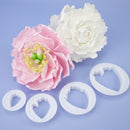4 Piece Mini Peony Cookie Cutter Paste Plunger Cake Decorating Pastry Topper White