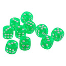 Pack of 10 Acrylic Six Sided D6 Dice for D&D TRPG Party Board Game Toys Green