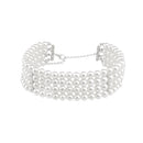 4 Strand Multi Layer White Imitation Pearl Choker Bib Statement Wedding Lady Collar Necklace