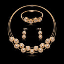 Gold Stainless Steel Wedding Bride Parure Necklace Earings Jewelry Sets