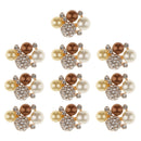10 Pieces Rhinestone Pearl Flower Brooch DIY Bridal Wedding Decoration Flatback Buttons