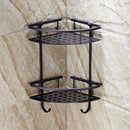 Double Black Brass Bathroom Storage Corner Walll Mounted Shelf Shower Shelf