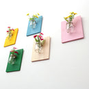 5Pieces Wall Hanging Colorful Wooden Board Glass Pudding Flower Vase Terrarium Container