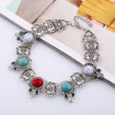 Fashion Europe Women Personality Retro Turquoise Explosion Chain Necklace Choker