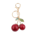 Bag Keyring Rhinestone Crystal Keychain Red Cherry Pendant Car Key Hanger