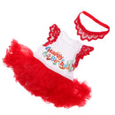 Cute Elegant Baby Girls Romper Bodysuit Tutu Dress Crown Headband Princess Outfit 1st Birthday Party Supplies XL