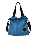 Women Fashion Outdoor Travel Shopping Office College Carry Shoulder Hanging Canvas Bag Tote Handbag Gift Blue