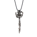 Punk Vikings Retro God Scepter Runic Pendant Amulet Protection Legend Nordic Necklace for Women Men - Silver