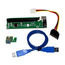 PCI-E 1X to 16X Riser Card Extender + 15Pin SATA to 4Pin IDE Power Cord + USB 3.0 Cable 50cm Green