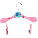 Kids Children Coat Clothes Skirt Shirt Hanging Wooden Cartoon Creative Hanger With 2 Clip Pink