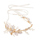 Crystal Pearls Floral Vine Headband Tiara Wedding Bride Prom Hair Accessory