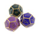Durable 3 Pieces Zinc Alloy Constellation Sign Multi-sided Dice D12 Set Golden 0.62inch