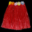 Hawaiian Tropical Hula Luau Grass Dancer Clothing Stretchable Waistband Flower Decor Charms Funny Skirt 40cm - Red