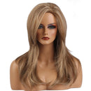 Natural Shaggy Glamorous Long Straight Mixed Curly Wig Blond with Free Wig Cap for Women Ladies