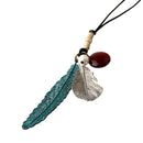 Women Vintage Alloy Leaf Pendant Necklace Adjustable PU Leather Chain