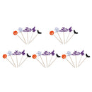 5 Sets Happy Halloween Cake Toppers Cupcake Picks Pumpkin Wizard Bat Ghost 5/set