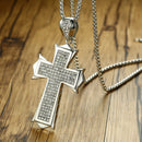 Christian Cross Pendant For Men Necklace Silver Stainless Steel Box Chain