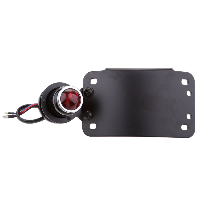 1" Vertical License Plate Bracket Black Brake Tail Light for Motorcycle ATV
