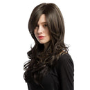 21inch Women Girls Long Curly Charming Synthetic Highlight Wigs with Side Bangs Hairnet Included - Dark Brown Mixed Blonde