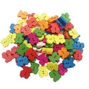 100 Pieces Colorful Bear Shape Wood Wooden Buttons Embellishments DIY Sewing Crafts 20x19mm