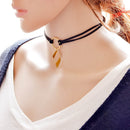 Vintage Black Gothic 2 Layers Geometry Pendant Necklace Women Lace Jewelry