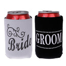 2pcs Bride Groom Stubby Beer Can Cooler Beverage Sleeve Holder Wedding Party
